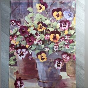 Vintage Judy Buswell Pansy Watercolor Print Flag